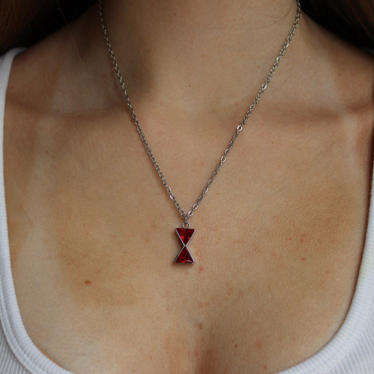 Natasha Red Hourglass necklace