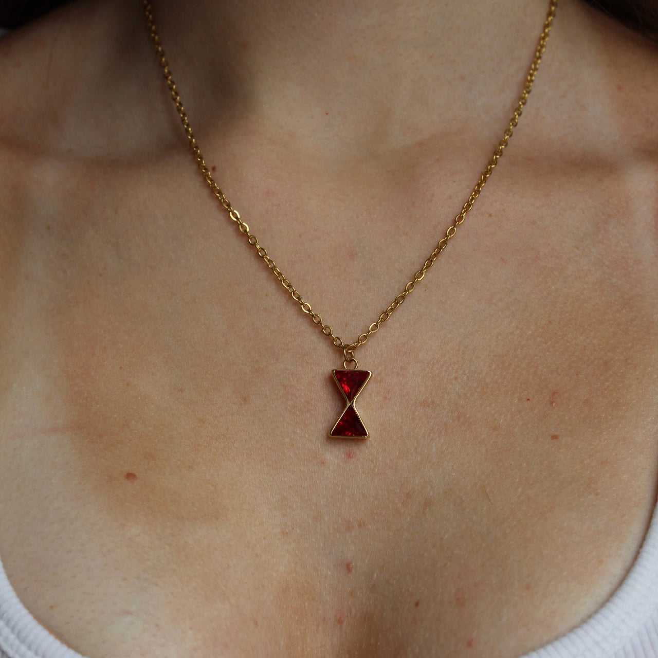 Natasha Red Hourglass necklace