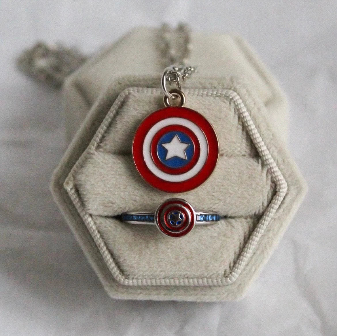 Captain America necklace & ring duo